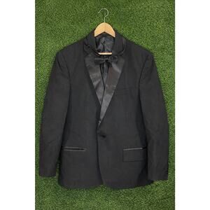 Neil Allyn Men's Black Tuxedo Jacket 40R Satin Notch Lapel Blazer